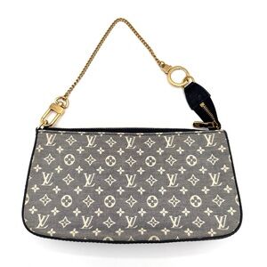 Louis Vuitton Denim Navy Blue and Gold Monogram Canvas Pochette Bag